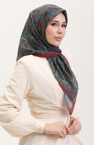 Karaca Etnik Desenli Koton Eşarp 81078-09 Bordo Yeşil