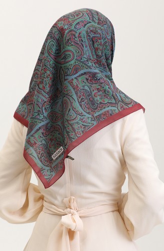 Karaca Etnik Desenli Koton Eşarp 81078-09 Bordo Yeşil