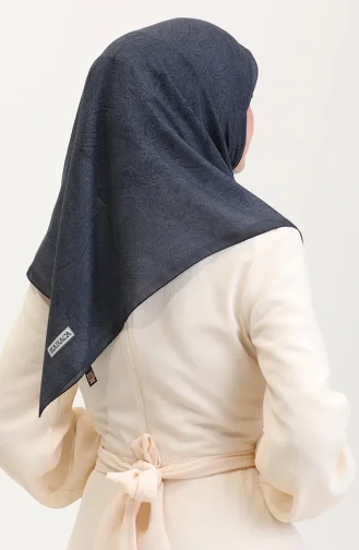 Écharpe En Coton à Motifs Ethniques Karaca 81078-10 Bleu Marine Blanc 81078-10