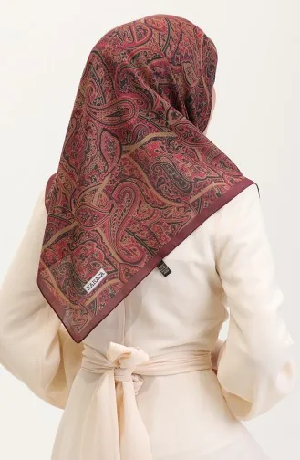 Karaca Etnik Desenli Koton Eşarp 81078-13 Bordo Hardal 81078-13