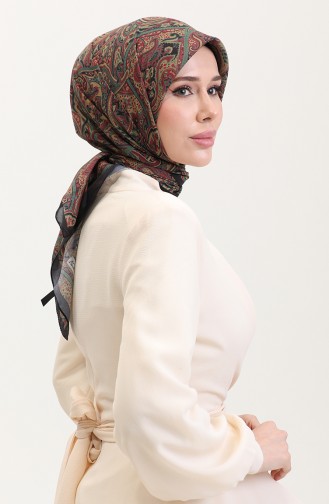 Karaca Etnik Desenli Koton Eşarp 81078-18 Siyah Kırmızı