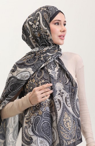 Karaca Etnik Desenli Koton Şal 81081-13 Siyah Krem