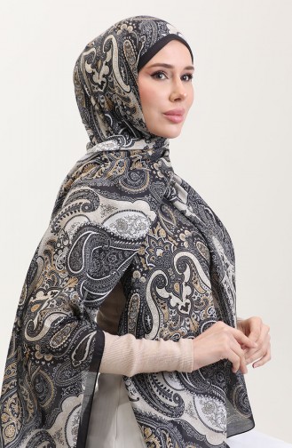 Karaca Etnik Desenli Koton Şal 81081-13 Siyah Krem