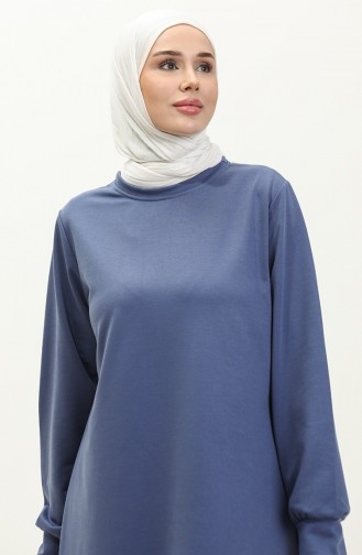 İki İplik Tunik Pantolon İkili Takım 0001-05 İndigo