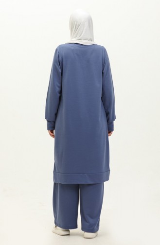 İki İplik Tunik Pantolon İkili Takım 0001-05 İndigo