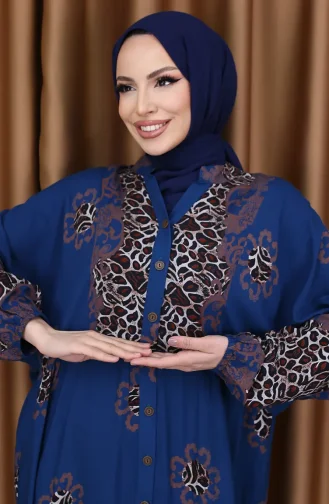 Robe à Motifs Léopard 5576-01 Indigo 5576-01