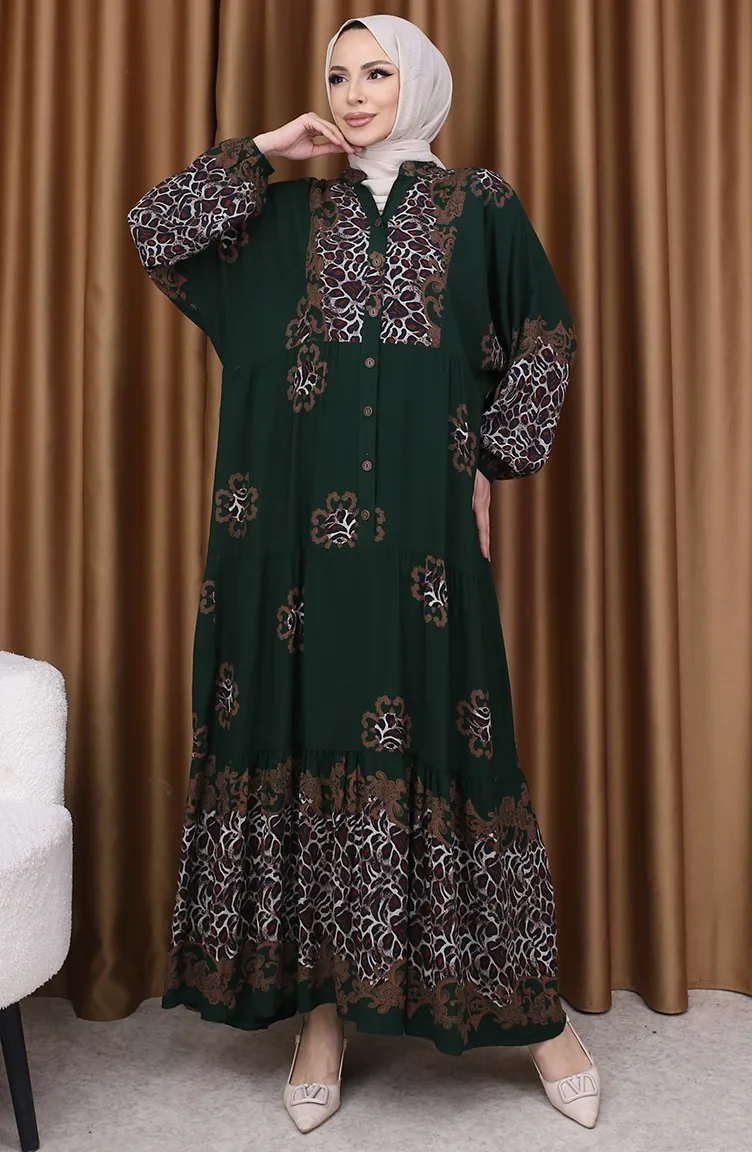 Robe Imprimée Léopard 5576-02 Vert émeraude 5576-02