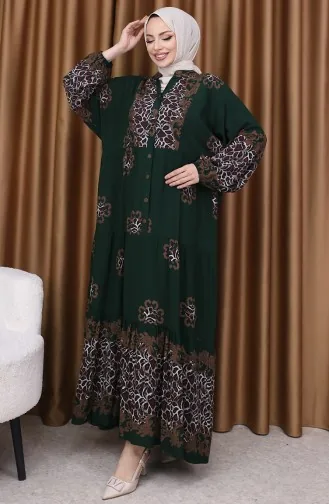 Robe Imprimée Léopard 5576-02 Vert émeraude 5576-02