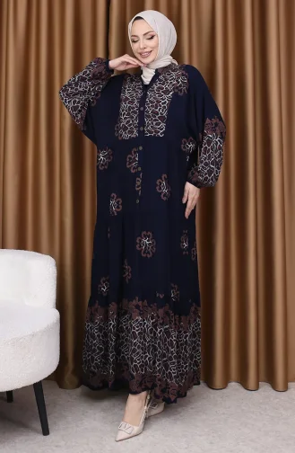 Robe à Motifs Léopard 5576-03 Bleu Marine 5576-03