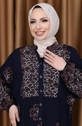 Robe à Motifs Léopard 5576-03 Bleu Marine 5576-03