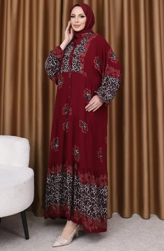 Robe à Motifs Léopard 5576-04 Rouge Bordeaux 5576-04