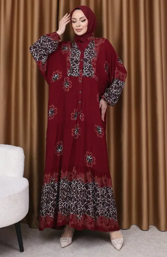 Robe à Motifs Léopard 5576-04 Rouge Bordeaux 5576-04