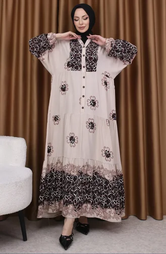 فستان منقوش بنقشة جلد النمر 5576-05 من المنك 5576-05