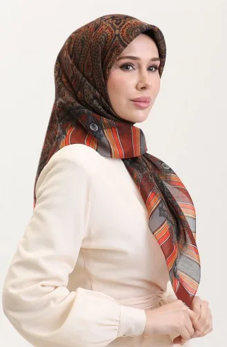 وشاح كهرماني عرقي 70275-07 برتقالي رمادي 70275-07