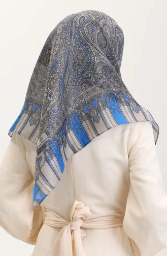 Etnik Kehribar Eşarp 70275-08 Mavi
