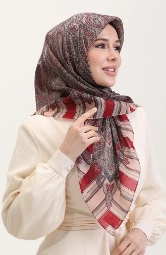 Etnik Kehribar Eşarp 70275-11 Açık Bordo