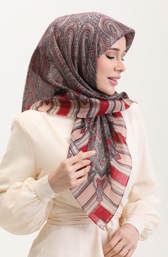 Etnik Kehribar Eşarp 70275-11 Açık Bordo