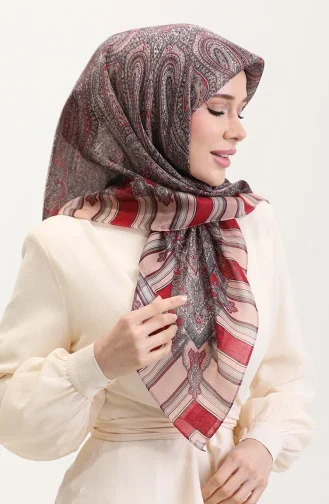 Etnik Kehribar Eşarp 70275-11 Açık Bordo