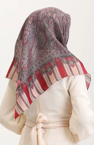 Etnik Kehribar Eşarp 70275-11 Açık Bordo