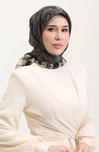 Etnik Kehribar Eşarp 70275-12 Siyah Bej