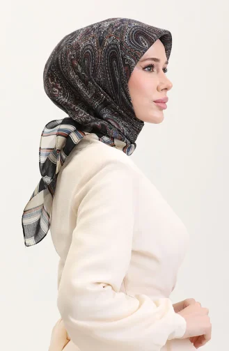 Etnik Kehribar Eşarp 70275-12 Siyah Bej