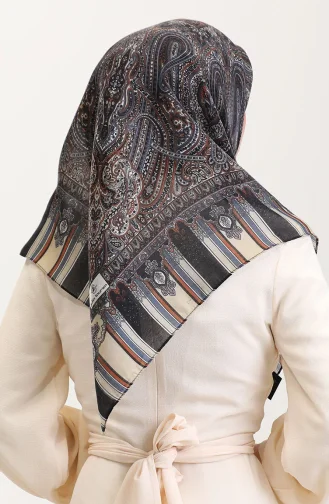 Etnik Kehribar Eşarp 70275-12 Siyah Bej