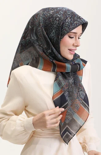 Etnik Kehribar Eşarp 70276-03 Turkuaz