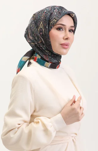 Etnik Kehribar Eşarp 70276-08 Petrol