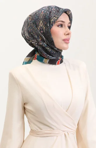 Etnik Kehribar Eşarp 70276-08 Petrol