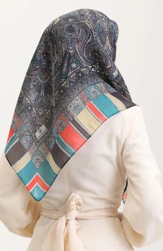 Etnik Kehribar Eşarp 70276-08 Petrol