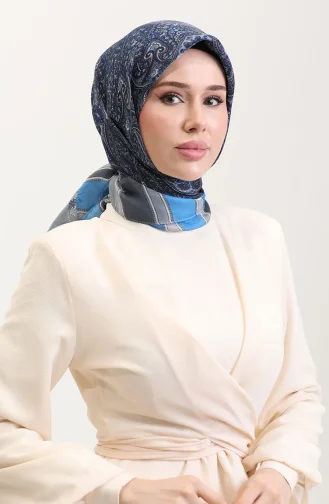 Etnik Kehribar Eşarp 70276-12 Mavi