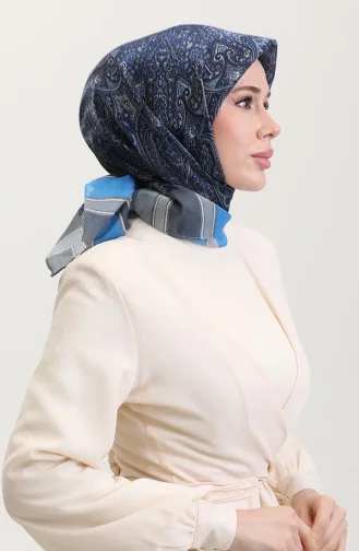 Etnik Kehribar Eşarp 70276-12 Mavi