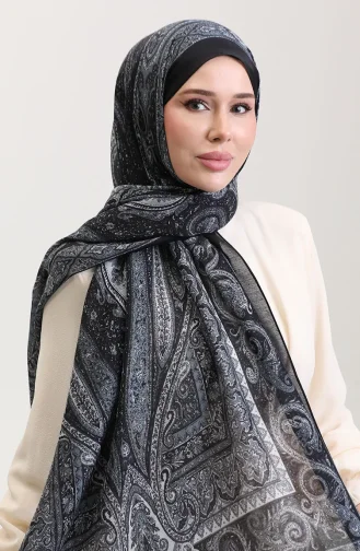 Etnik Kehribar Şal 70277-01 Siyah Gri