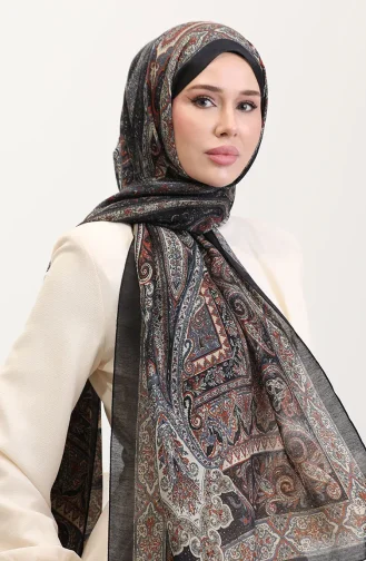 Etnik Kehribar Şal 70277-04 Siyah Bej