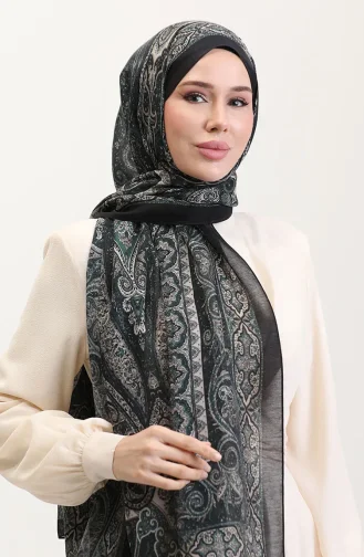 Etnik Kehribar Şal 70277-07 Zümrüt Yeşili