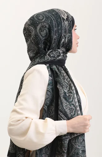 Etnik Kehribar Şal 70277-07 Zümrüt Yeşili