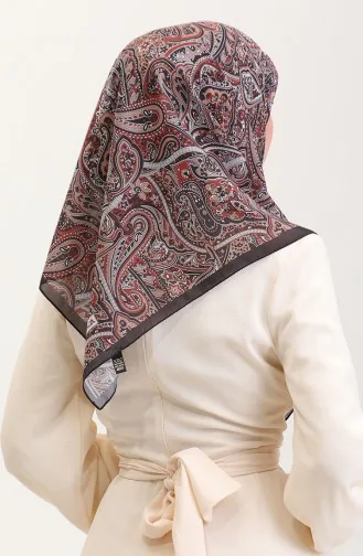 Karaca Ethnic Patterned Cotton Scarf 81078-03 Black Claret Red 81078-03