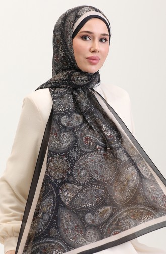 Karaca Etnik Desenli Koton Şal 81080-02 Siyah Bej 81080-02