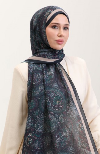 Karaca Etnik Desenli Koton Şal 81080-06 Lacivert Yeşil 81080-06