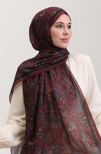 Karaca Etnik Desenli Koton Şal 81080-08 Bordo 81080-08