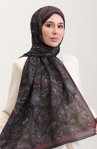 Karaca Etnik Desenli Koton Şal 81080-12 Siyah Mor 81080-12