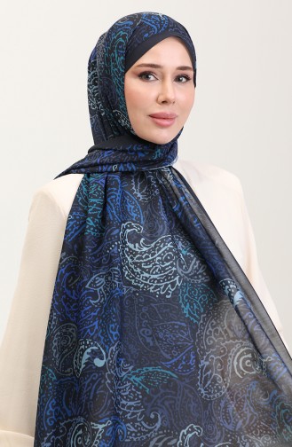 Karaca Etnik Desenli Koton Şal 81085-02 Lacivert 81085-02