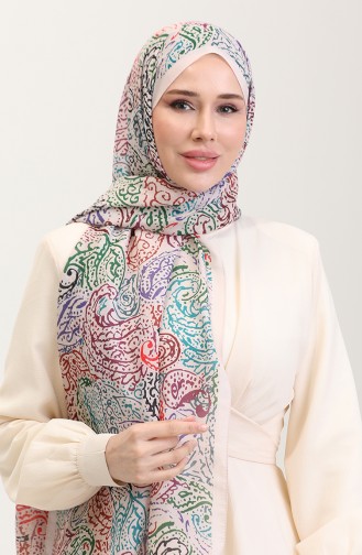Karaca Etnik Desenli Koton Şal 81085-08 Krem