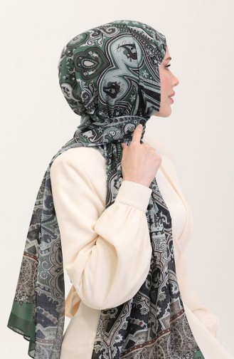 Karaca Etnik Desenli Koton Şal 81086-05 Yeşil