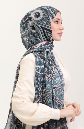 Karaca Etnik Desenli Koton Şal 81086-08 Mavi Siyah