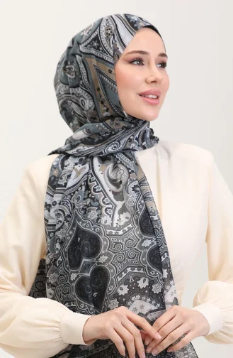 Châle En Coton à Motifs Ethniques Karaca 81086-09 Noir Gris 81086-09