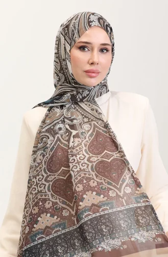 Karaca Etnik Desenli Koton Şal 81086-11 Lacivert Kahverengi