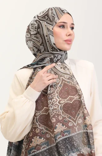 Karaca Etnik Desenli Koton Şal 81086-11 Lacivert Kahverengi