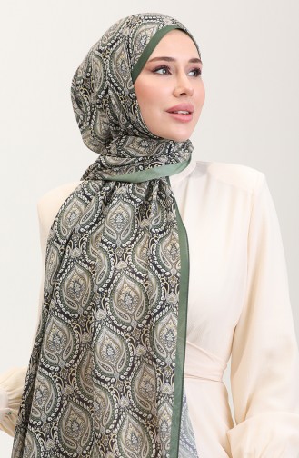 Karaca Etnische Katoenen Sjaal Met Patroon 81087-02 Groen 81087-02