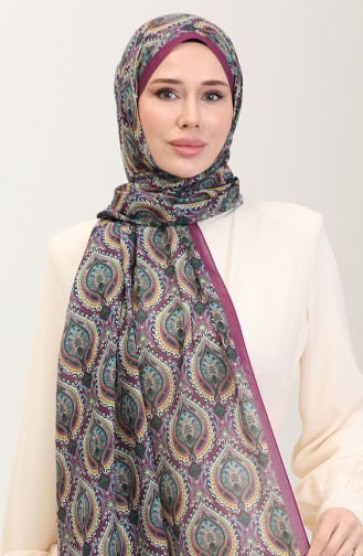 Karaca Etnische Katoenen Sjaal Met Patroon 81087-07 Zwart/paars 81087-07